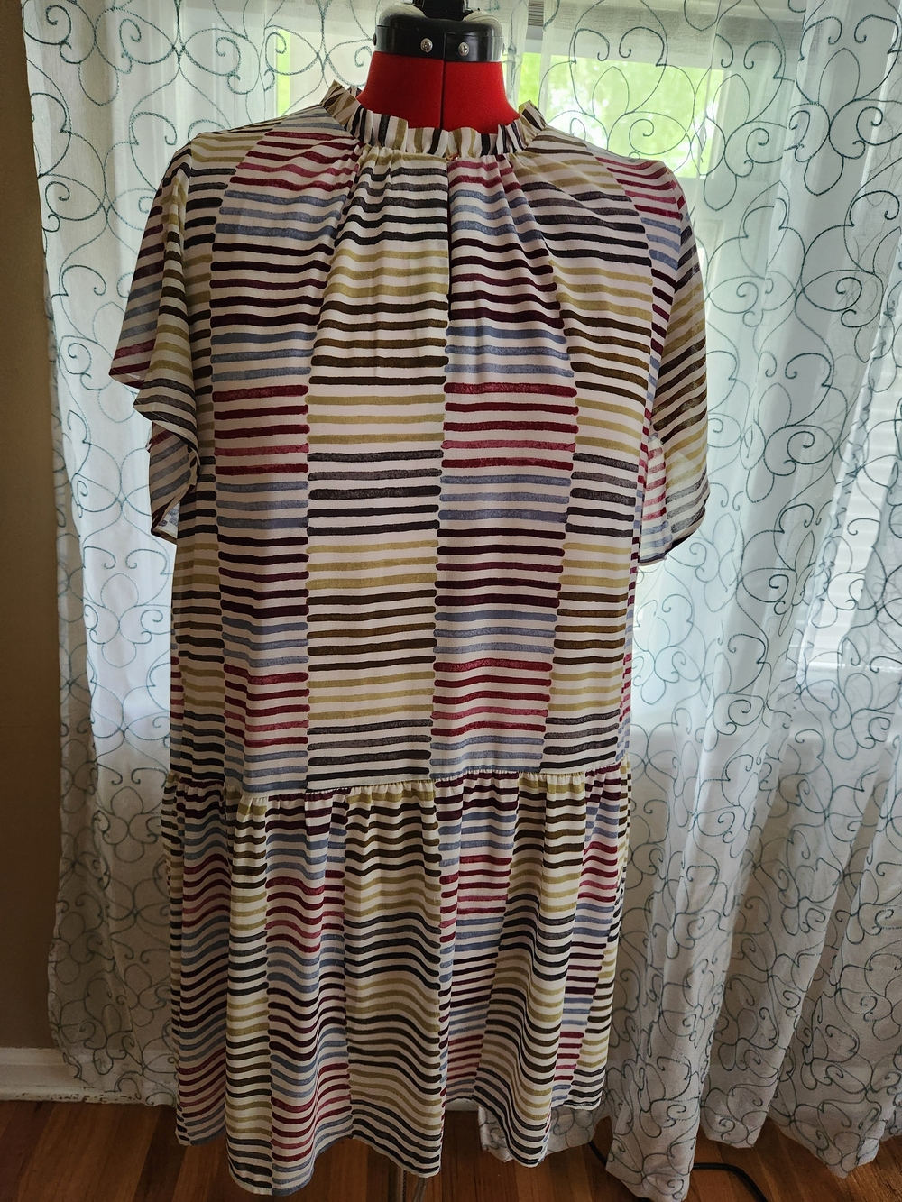 LOFT Multicolor Striped Midi Dress